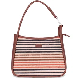 ZOUK Qutub Striped Oversized Structured Hobo Bag image 2