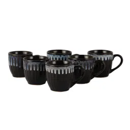 cdi Black Glossy Texture 180ml Ceramic (Set of 6) Tea Cups image 2