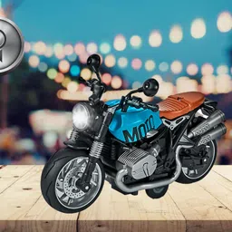 joy junction 1:12 Scale Motor Cycle with Sound, Light and Pull Back (Blue) image 2