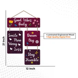 vibecrafts Decorative Multicolour Engineered Wood Wall Hanging Quotes image 5