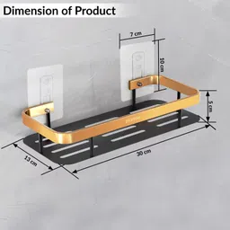 plantex Shelf for Bathroom/Corner Shelf/Organizer Shelf with Self Adhesive Sticker-9x9in Aluminium Wall Shelf image 3