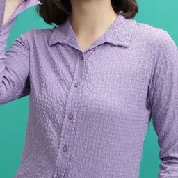 tokyo talkies Women Regular Fit Self Design Spread Collar Casual Shirt image 5