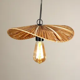 habereindia Novelty Handmade Bamboo Pendant Hanging Light (Beige) image 1