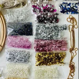 khusha creations Beads,Sequin&Stones Hand Embroidery kit/Decorative Embroidery Kit/DIY Craft image 3
