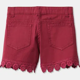 R&B Girls Burgundy Shorts With Lace Hem image 2