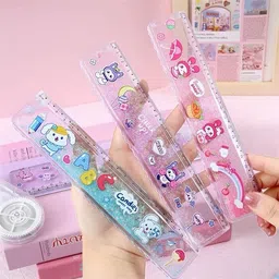 radhya accessories Kuromi Sparkly Glitter Ruler 20cm Cartoon Doll Scale for Kids Scale for School Ruler image 1