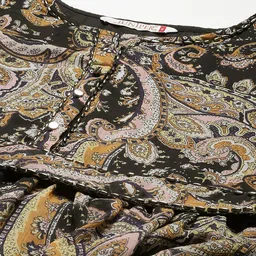 Juniper Black & Beige Chiffon Fit & Flare Dress image 2