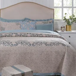 MASPAR Blue Ethnic Motifs Cotton 8 Piece Double Queen Regular Bedding Set image 4