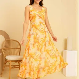 Deewa Floral Print Chiffon Fit & Flare Maxi Dress image 3