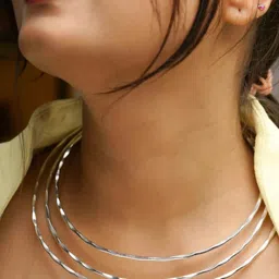 NVR Women German Silver-Plated Oxidized Statement Layered Choker Necklace image 4