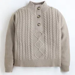 Cherry Crumble Kids Cable Knit Self Design High Neck Pullover-picture-12