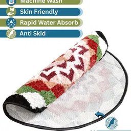 FABINALIV Green & Red Ethnic Anti-Skid Skin-Friendly Extra Soft Doormat image 3