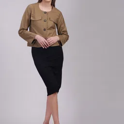Sands of India Women Collarless Solid Tailored Jacket-picture-32
