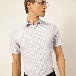 Thomas Scott Men Smart Spread Collar Micro Checked Cotton Formal Shirt-picture-34