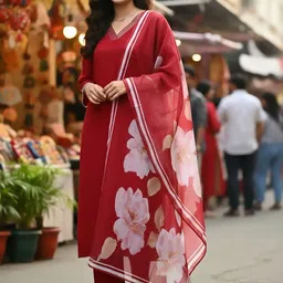 AADVIKA Women Floral Regular Kurta with Trousers & With Dupatta-image-16