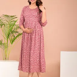 Parth Fab Floral Print Maternity Fit & Flare Midi Dress image 4
