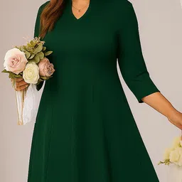 AMEEZA Women Regular Sleeves Plus Size Crepe A-Line Dress image 5