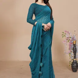 K 5 Fashion Striped Pure Chiffon Saree-picture-6