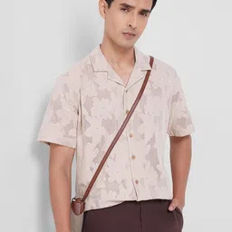 7 Alt by Pantaloons Men Relaxed Fit Textured Cuban Collar Casual Shirt-image-87