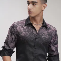 HIGHLANDER Men Comfort Fit Spread Collar Abstract Printed Cotton Casual Shirt-picture-33
