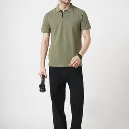Stitch Hub Men Solid Polo Collar T-shirt image 4