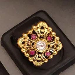 ABDESIGNS Gold-Plated Polki Studded Finger Ring-picture-26