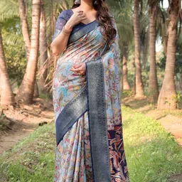 ALMAARI FASHION Floral Printed Belted Kanjeevaram Saree image 5