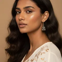 SZN German Silver Silver-Plated Beaded Oxidized Dome Shaped Jhumkas image 4