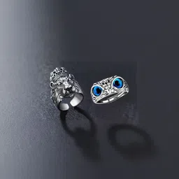 Teeragaj Set Of 2 Stone-Studded Adjustable Couple Finger Rings-picture-11