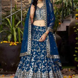 Zeel Clothing Embroidered Sequinned Semi-Stitched Lehenga & Blouse With Dupatta image 4