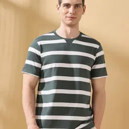 Dennis Lingo Men Striped Round Neck Cotton T-shirt-picture-49