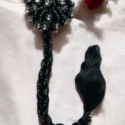 GADINFASHION Clip In Straight Twists Juda Choti With Stone Work Hair Extension - Black-picture-17