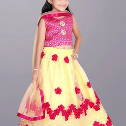 BAESD Girls Embroidered Sequinned Ready to Wear Lehenga & Blouse With Dupatta image 2