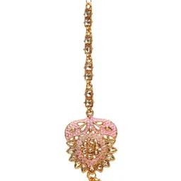 Anouk Pink Gold-Plated Kundan Studded Jewellery Set image 2