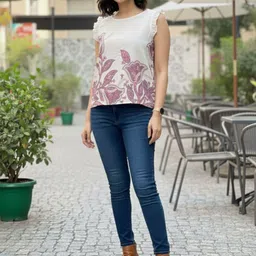 Sangria Ethnic Printed Cotton Boat Neck Top image 2