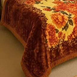 Signature Multicoloured Floral Printed Heavy Winter Single Bed Blanket image 3