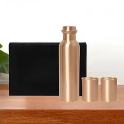 INTERNATIONAL GIFT Copper-Toned Set of 3 Copper Solid Water Bottle-image-69