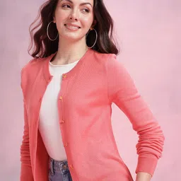 DressBerry Solid Round Neck Cardigan-picture-32