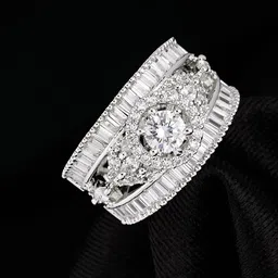 ATIBELLE Silver Plated Cubic Zirconia Stone Studded Floral-shaped Dazzling Ring-picture-15