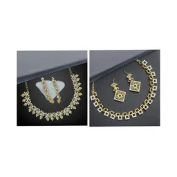 Women Click Set Of 2 Stones Studded Jewellery Set image 1