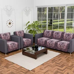 Kuber Industries Brown & White Printed 10 Pieces Cotton Sofa Cover With Arms image 1