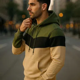 R.Code by The Roadster Life Co. Men Colourblocked Hooded Sweatshirt image 3