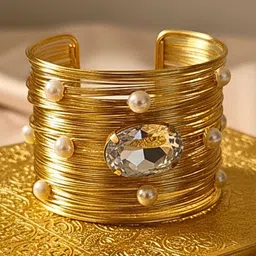MANSIYAORANGE Gold-Plated Crystal Studded Cuff Bracelet-picture-22