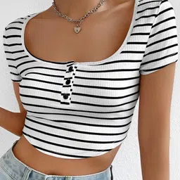 sollobell Striped Cotton Crop Top image 2