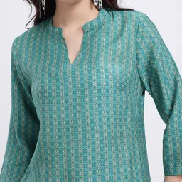 Anouk Rustic Striped Mandarin Collar Straight Kurta image 3