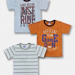 Here&Now X Game Begins Boys Pack Of 3 Assorted Typography Printed Pure Cotton T-shirts-picture-13