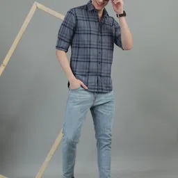 COOL COLORS Men Slim Fit Tartan Checks Checked Casual Shirt-picture-29