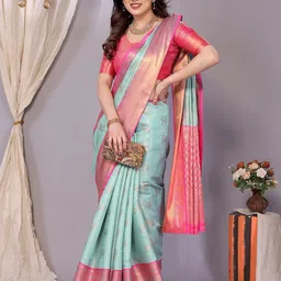 KALINI Woven Design Zari Pure Silk Kanjeevaram Saree image 5