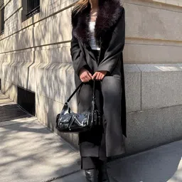 Bershka Women Shawl Collar Single-Breasted Overcoat-picture-27