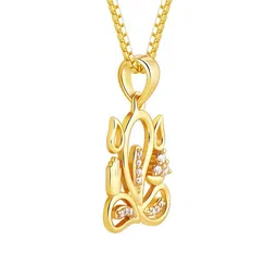 GIVA Girls 925 Silver Gold-Plated Gleaming Ganesha Cubic Zirconia Studded Pendant & Chain image 3